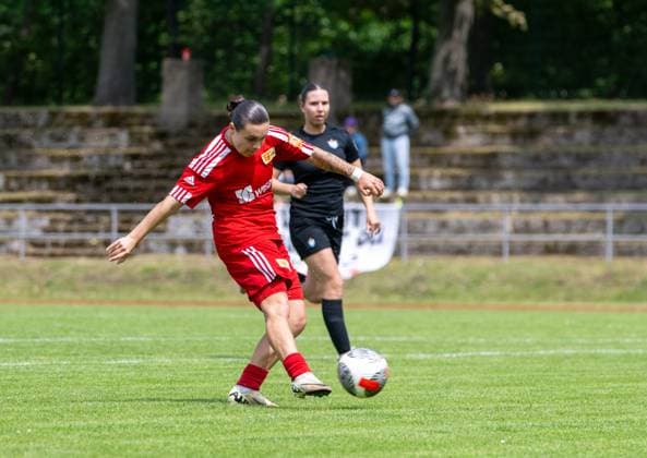 Soccer, 2 Women, Season 2024 2025, BFV Pokal Polytan Pokal Final , 1 FC Union Berlin U23 FC Viktoria 89 U20, Lina Krauss 1 FC Union II scores the goal for 6 0, 08 06 2025, Copyright: xMatthiasxKochx