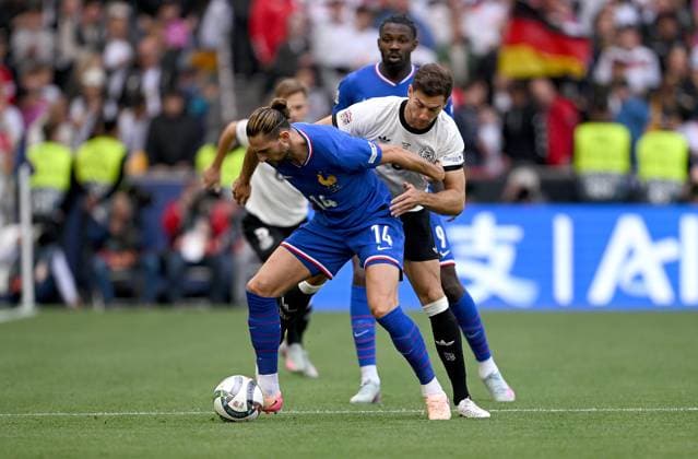 FOOTBALL UEFA Nations League 2024 2025 Match for 3rd place in Stuttgart Germany France 08 06 2025 Adrien Rabiot left, France v Leon Goretzka right, Germany
