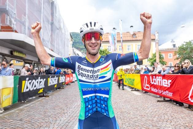 08 06 2025, Lienz, AUT, 37 Dolomite Cycling Tour, 10 SuperGiroDolomiti, in the picture Rene Pammer AUT, 1, Place 110km Dolomitenradrundfahrt Rene Pammer AUT 1st Placed 110km Dolomitenradrundfahrt during the 37th Dolomite Cycling Tour and 10th SuperGiroDolomiti Lienz, Austria on 2025 06 08 Expa Lienz  EP_gro