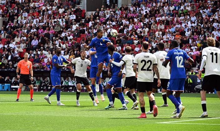 08 06 2025, xsltx, Football UEFA Nations League Place 3, Germany France v l Loic Digne France DFL DFB REGULATIONS PROHIBIT ANY USE OF PHOTOGRAPHS as IMAGE SEQUENCES and or QUASI VIDEO Stuttgart