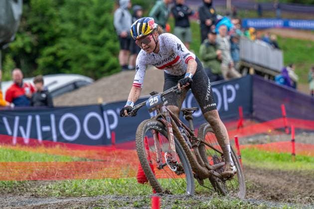 MOUNTAINBIKE - UCI MTB World Series LEOGANG,AUSTRIA,08.JUN.25 - CYCLING, MOUNTAIN BIKE - UCI Mountainbike World Cup, Cross-Country Olympic. Image shows Laura Stigger (AUT).  GEPAxpictures xWolfgangxKofler