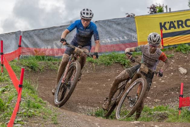 MOUNTAINBIKE - UCI MTB World Series LEOGANG,AUSTRIA,08.JUN.25 - CYCLING, MOUNTAIN BIKE - UCI Mountainbike World Cup, Cross-Country Olympic. Image shows Mona Mitterwallner (AUT) and Jolanda Neff (SUI).  GEPAxpictures xWolfgangxKofler