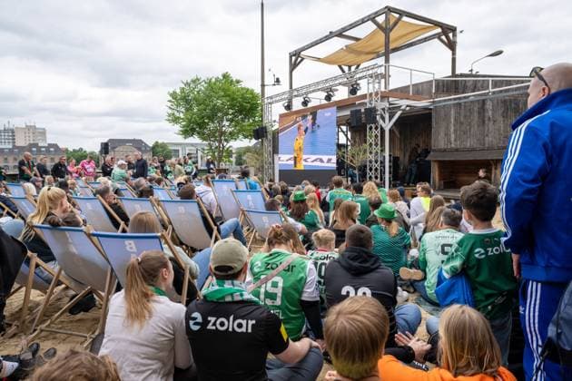 Handball, HBL, Rhein-Neckar Löwen - Füchse Berlin, Public Viewing in Berlin