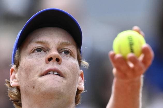2025 Roland-Garros - Men s Single Final PARIS, FRANCE - JUNE 8: Jannik Sinner of Italy gestures as he competes against Carlos Alcaraz (not seen) of Spain during the Men s Single Final match on the day 15 of French Open tennis tournament on Court Philippe-Chatrier at the Roland-Garros Complex in Paris, France on June 8, 2025. Burak Akbulut Anadolu Paris France. Editorial use only. Please get in touch for any other usage.  Copyright: x2025xAnadoluxBurakxAkbulutx