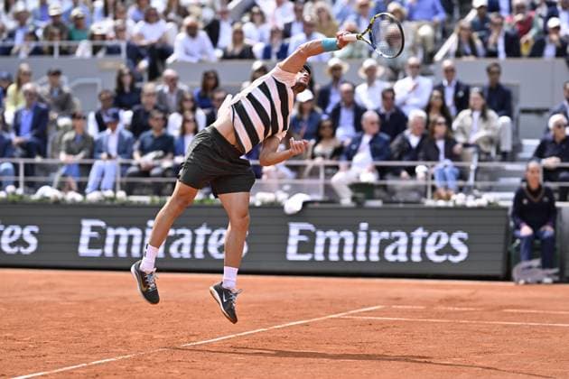 2025 Roland-Garros - Men s Single Final PARIS, FRANCE - JUNE 8: Jannik Sinner (not seen) of Italy competes against Carlos Alcaraz of Spain during the Men s Single Final match on the day 15 of French Open tennis tournament on Court Philippe-Chatrier at the Roland-Garros Complex in Paris, France on June 8, 2025. Burak Akbulut Anadolu Paris France. Editorial use only. Please get in touch for any other usage.  Copyright: x2025xAnadoluxBurakxAkbulutx