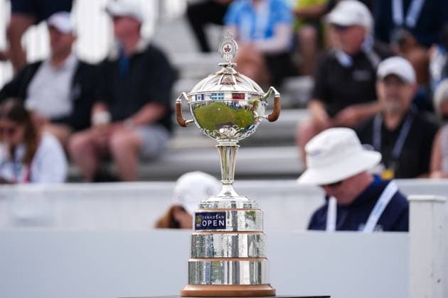 RBC Canadian Open 2025 - Final Round CALEDON, CANADA - JUNE 8 : The Canadian Open trophy is displayed at the first tee during the final round of the RBC Canadian Open 2025 at TPC Toronto at Osprey Valley in Caledon, Ontario, Canada on June 8, 2025. Mert Alper Dervis Anadolu Ontario Canada. Editorial use only. Please get in touch for any other usage.  Copyright: x2025xAnadoluxMertxAlperxDervisx