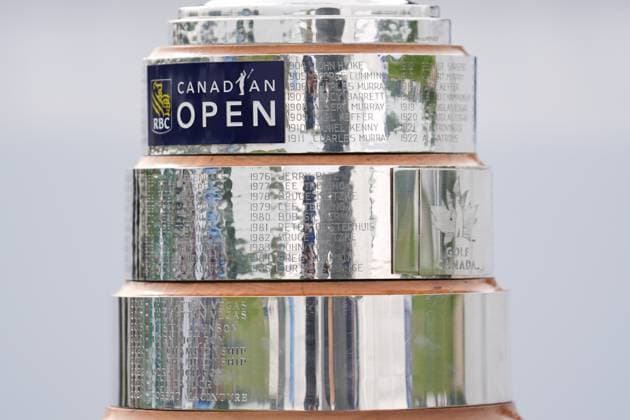 RBC Canadian Open 2025 - Final Round CALEDON, CANADA - JUNE 8 : The Canadian Open trophy is displayed at the first tee during the final round of the RBC Canadian Open 2025 at TPC Toronto at Osprey Valley in Caledon, Ontario, Canada on June 8, 2025. Mert Alper Dervis Anadolu Ontario Canada. Editorial use only. Please get in touch for any other usage.  Copyright: x2025xAnadoluxMertxAlperxDervisx