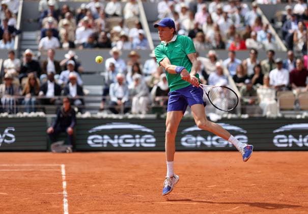 Jannik Sinner of Italy in action French Open Tennis, Day Fifteen, Tennis, Roland Garros, Paris, France - 08 Jun 2025 EDITORIAL USE ONLY No use with unauthorised audio, video, data, fixture lists, club league logos or live services. Online in-match use limited to 120 images, no video emulation. No use in betting, games or single club league player publications. Copyright: xEllaxLing Shutterstockx 15346226ad