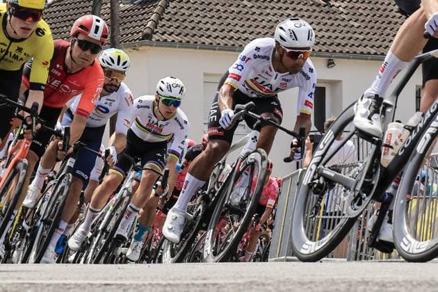POGA?AR Tadej and NARVAEZ Jhonatan, UAE Team Emirates - XRG, during the Criterium du Dauphine, Stage 1, Domerat - Montlucon, 06 08 2025 - 195,8 km during Criterium du Dauphine 2025 - Stage 1, Street Cycling race in France, France, June 08 2025  Copyright: xStefanoxCavasino IPAxSportx xipa-agency.netx xx IPA_58781188 IPA_Agency_IPA58781188