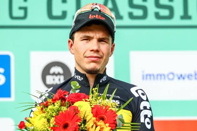 Belgian Arnaud De Lie of Lotto Cycling Team pictured on the podium after the Brussels Cycling Classic one day cycling race, 205,1 km from and to Brussels, Sunday 08 June 2025. DAVIDxPINTENS  x126452525x