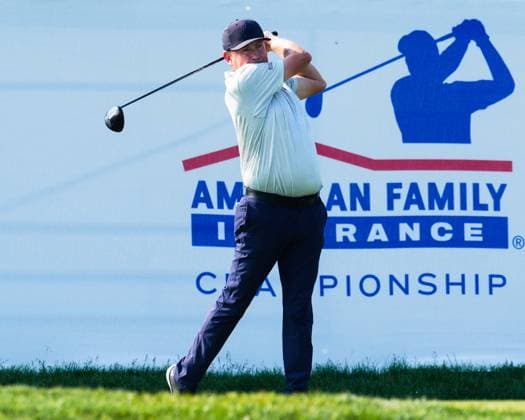 June 8, 2025, Madison, Wisconsin, USA: STEVE ALLAN of Australia tees off on the first hole during the final round of the 2025 American Family Insurance Championship at TPC Wisconsin in Madison, Wis. Madison USA - ZUMAb262 20250608_znp_b262_005 Copyright: xJeffxM.xBrownx