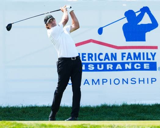 June 8, 2025, Madison, Wisconsin, USA: MARIO TIZIANI of the United States tees off on the first hole during the final round of the 2025 American Family Insurance Championship at TPC Wisconsin in Madison, Wis. Madison USA - ZUMAb262 20250608_znp_b262_025 Copyright: xJeffxM.xBrownx