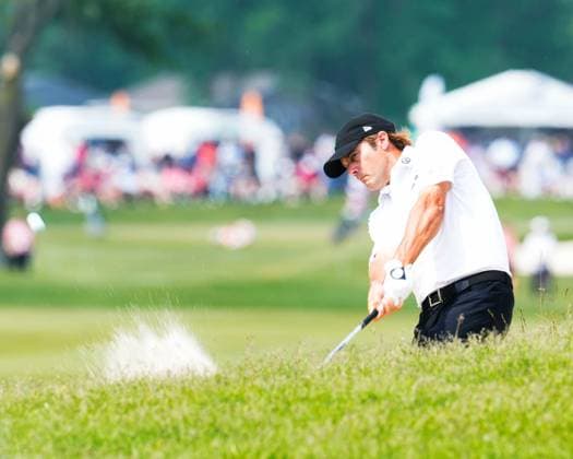 June 8, 2025, Madison, Wisconsin, USA: MARIO TIZIANI of the United States blasts his ball out of a bunker on the second hole during the final round of the 2025 American Family Insurance Championship at TPC Wisconsin in Madison, Wis. Madison USA - ZUMAb262 20250608_znp_b262_032 Copyright: xJeffxM.xBrownx