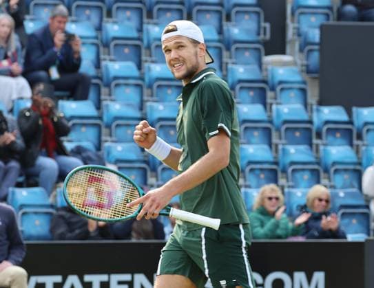 TENNIS - Birmingham Open 2025 BIRMINGHAM,ENGLAND,08.JUN.25 - TENNIS - ATP, Tennis Herren Challenger Tour, Birmingham Open, final. Image shows the rejoicing of Otto Virtanen (FIN).  GEPAxpictures xAlanxGrieves