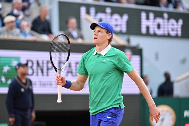 2025 Roland-Garros - Men s Single Final PARIS, FRANCE - JUNE 8: Jannik Sinner of Italy reacts as he competes against Carlos Alcaraz (not seen) of Spain during the Men s Single Final match on the day 15 of French Open tennis tournament on Court Philippe-Chatrier at the Roland-Garros Complex in Paris, France on June 8, 2025. Mustafa Yalcin Anadolu Paris France. Editorial use only. Please get in touch for any other usage.  Copyright: x2025xAnadoluxMustafaxYalcinx