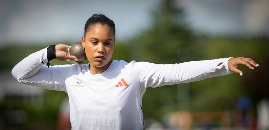 Sport Themen der Woche KW23 Sport Bilder des Tages 60. Internationales Pfingstsportfest; Rehlingen-Siersburg, 08.06.2025 Yemisi Ogunleye (GER MTG Mannheim); 60. Internationales Pfingstsportfest am 08.06.2025 im Bungertstadion, Rehlingen-Siersburg (Saarland). *** 60 International Whitsun Sports Festival Rehlingen Siersburg, 08 06 2025 Yemisi Ogunleye GER MTG Mannheim 60 International Whitsun Sports Festival on 08 06 2025 in the Bungert Stadium, Rehlingen Siersburg Saarland Copyright: xBEAUTIFULxSPORTS AxelxKohringx