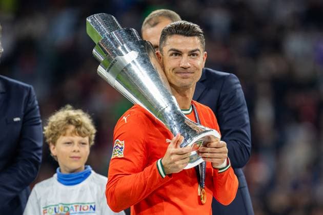 Bilder des Jahres 2025, Sport 06 Juni Sport Themen der Woche KW23 Sport Bilder des Tages Portugal Vs Spain during the UEFA Nations League 2025 final match in Munich, Germany Cristiano Ronaldo of Portugal celebrates a win during the UEFA Nations League 2025 final match between Portugal and Spain at Munich Football Arena in Munich, Germany. Copyright: xMikolajxBarbanellx