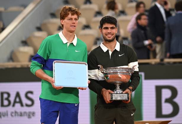 2025 Roland Garros Mens Final Winner Carlos Alcaraz ESP Runner Up Jannik Sinner ITA
