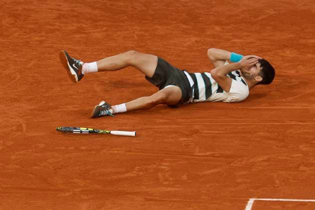 June 8, 2025, Paris, Paris, France: Carlos Alcaraz celebration during the tennis Grand Slam of Roland Garros 2025 menÃ¢â‚¬â ¢s final match between Jannik Sinner (ITA) and Carlos Alcaraz (ESP) at Philippe Chatrier central court in Roland Garros Stadium - on June 08 2025.Paris - France Paris France - ZUMAb253 20250608_zsp_b253_133 Copyright: xLoicxBaratouxx