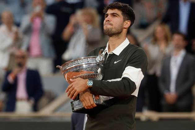 June 8, 2025, Paris, Paris, France: Carlos Alcaraz (ESP) during the trophy ceremony of the tennis Grand Slam of Roland Garros 2025 menÃ¢â‚¬â ¢s final match between Jannik Sinner (ITA) and Carlos Alcaraz (ESP) at Philippe Chatrier central court in Roland Garros Stadium - on June 08 2025.Paris - France Paris France - ZUMAb253 20250608_zsp_b253_160 Copyright: xLoicxBaratouxx