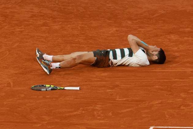 June 8, 2025, Paris, Paris, France: Carlos Alcaraz celebration during the tennis Grand Slam of Roland Garros 2025 menÃ¢â‚¬â ¢s final match between Jannik Sinner (ITA) and Carlos Alcaraz (ESP) at Philippe Chatrier central court in Roland Garros Stadium - on June 08 2025.Paris - France Paris France - ZUMAb253 20250608_zsp_b253_146 Copyright: xLoicxBaratouxx