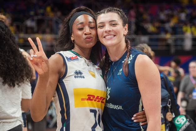 Brazil x Italy RIO DE JANEIRO, RJ - 08.06.2025: BRAZIL X ITALY - Volleyball player Rosamaria with volleyball player Loveth, at Maracanazinho in Rio de Janeiro, RJ, this Sunday (08). (Photo: Letycia Miller Fotoarena) x2751248x  LetyciaxMiller