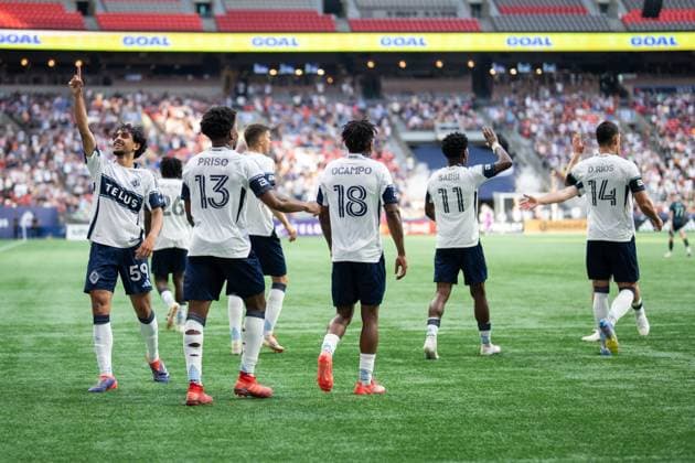 June 8, 2025, Vancouver, Bc, CANADA: Vancouver Whitecaps Jeevan Badwal (59) celebrates his goal against the Seattle Sounders during the first half of an MLS, Fussball Herren, USA soccer match in Vancouver, on Sunday, June 8, 2025. Canada News - June 8, 2025  - ZUMAc35_ 20250608_zaf_c35_046 Copyright: xEthanxCairnsx