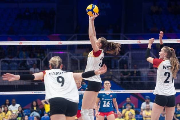 Czech Republic vs Germany RIO DE JANEIRO, RJ - 08.06.2025: CZECH REPUBLIC VS GERMANY - Germany& 39;s women& 39;s volleyball team beat the Czech Republic 3-1 at Maracanazinho in Rio de Janeiro, RJ, this Sunday (08). (Photo: Letycia Miller Fotoarena) x2751289x  LetyciaxMiller