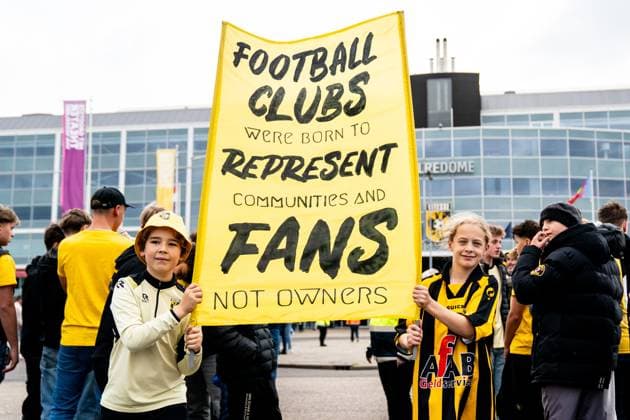 ARNHEM, 09-06-2025 , GelreDome, football, Keuken Kampioen Divisie, season 2024 2025, Vitesse supporters gather together during a fan protest against the KNVB Vitesse fan protest  x29688000x Copyright: