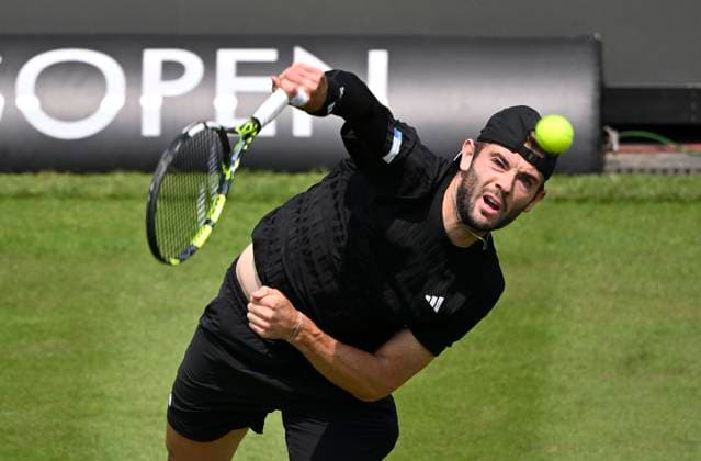 Jacob Fearnley GBR Action Serve Tennis Men BOSS Open ATP 500 Stuttgart 2025 Weissenhof BOSS Open ATP 500 Stuttgart 2025