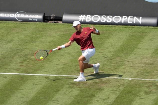 Forehand by Brandon Nakashima, Jacob Fearnley vs Brandon Nakashima, Tennis, ATP Tournament, Boss Open, Center Court, Sixteenth Final, 09 06 2025, Jacob Fearnley vs Brandon Nakashima, Tennis, ATP Tournament, Boss Open, Center Court, Sixteenth Final, 09 06 2025, Stuttgart Copyright: xEibner-Pressefoto EdwardxCheungx EP_ECG