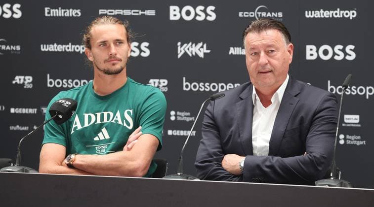 BAU Stuttgart Tennis , BOSS Open , from left Alexander Zverev Edwin Weindorfer