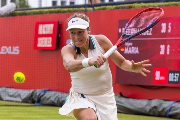 Sport Bilder des Tages Tennis - 2025 WTA, Tennis Damen HSBC Championships - Round One - Tatjana Maria - The Queens Club - Monday 9th June 2025 Colorsport Daniel Bearham  csp_ten_quW_db_09062025_