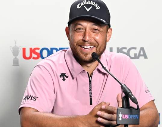 Justin Thomas answers questions from the media at the USGA 125 U.S. Open Championship at the Oakmont Country Club in Oakmont Pennsylvania near Pittsburgh during practice rounds on Monday, June 9, 2025.  PIT2025060916 ArchiexCarpenter