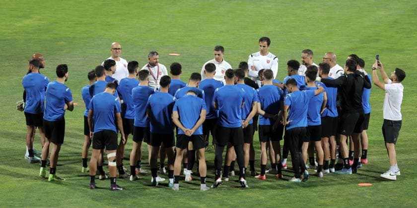 Jordan v Iraq - FIFA World Cup, WM, Weltmeisterschaft, Fussball Asian 3rd Qualifier - Previews In Amman, Jordan, on June 9, 2025, Jordan national team, Nationalteam players participate in a training session ahead of the Jordan-Iraq match in the third round of the FIFA World Cup qualifiers, Group B, at Amman International Stadium. AMMAN Jordan  Copyright: xAmeenxAhmedx originalFilename:alameen-notitle250609_npSFs.jpg