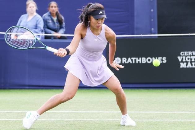 Ilkley Tennis Club, England, June 9th 2025: Mingge Xu during the WTA, Tennis Damen 125 Lexus Ilkley Open match with Ana Konjuh at Ilkley Tennis Club in Ilkley, England on June 9th 2025. (Sean Chandler SPP) Copyright: xSeanxChandlerx xSPPx spp-en-SeChSp-WTA 125 Lexus Ilkley Open - Ana Konjuh v Mingge Xu - Ilkley Tennis Club-92F5A3721