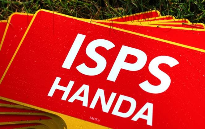REPRO FREE *PRESS RELEASE NO REPRODUCTION FEE* EDITORIAL USE ONLY Golf Ireland ISPS Handa Irish G4D Open, Roganstown, Dublin 10 6 2025 ISPS Handa branding ISPS Handa branding 10 6 2025  Copyright: x INPHO JamesxCrombiex JCR16484