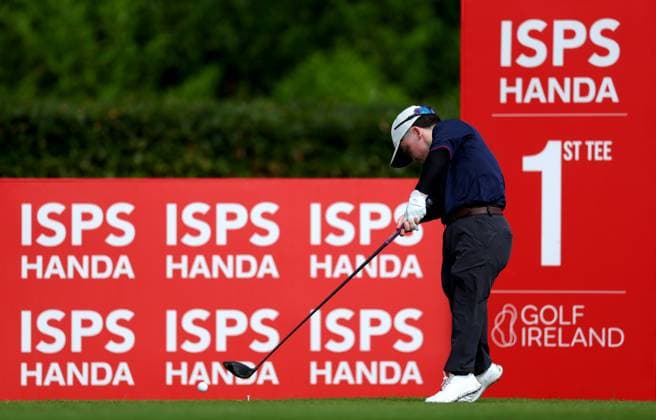 REPRO FREE *PRESS RELEASE NO REPRODUCTION FEE* EDITORIAL USE ONLY Golf Ireland ISPS Handa Irish G4D Open, Roganstown, Dublin 10 6 2025 Conal Flynn takes his tee on the 1st hole Conal Flynn takes his tee on the 1st hole 10 6 2025  Copyright: x INPHO JamesxCrombiex JCR17267