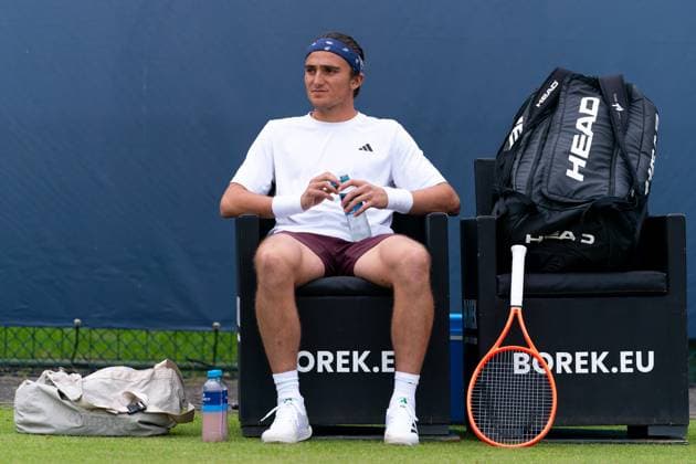 2025-06-10 2025 Libema Open Grass Court Championships ROSMALEN, NETHERLANDS - JUNE 10: Mattia Bellucci of Italy during Day Two of 2025 Libema Open Grass Court Championships at Autotron on June 10, 2025 in Rosmalen, Netherlands. Rosmalen Autotron Netherlands Content not available for redistribution in The Netherlands directly or indirectly through any third parties. Copyright: xJorisxVerwijstx