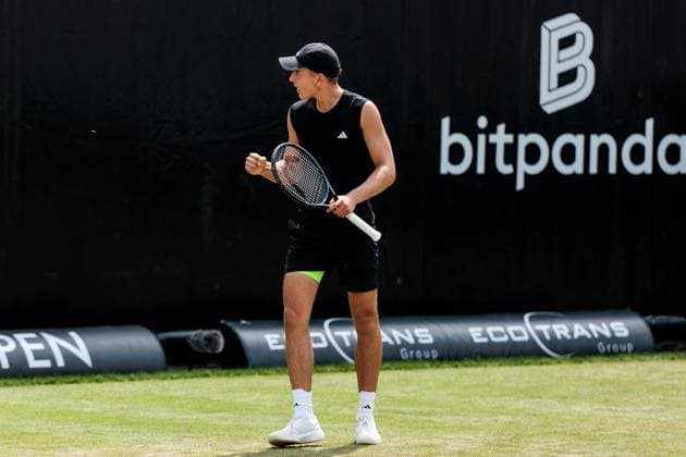 BOSS OPEN ATP250 10 06 2025 Justin Engel GER cheers in his match against James Duckworth AUS BOSS OPEN ATP250 Stuttgart, Tennisclub Weissenhof on 10 06 2025 Copyright: xBEAUTIFULxSPORTS Wunderlx