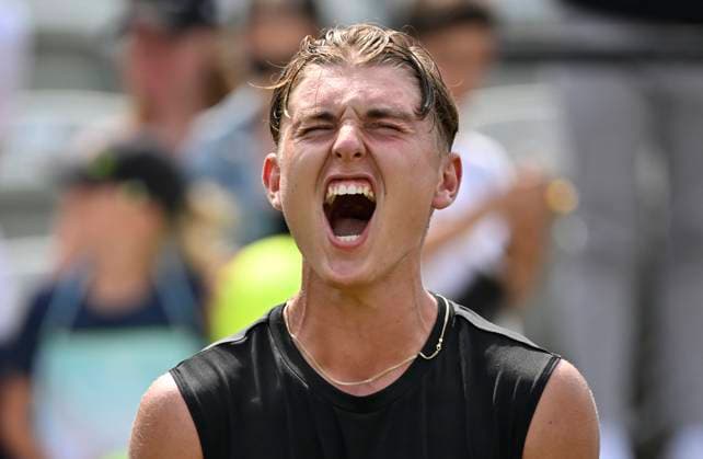 Justin Engel GER jubilation, joy, emotion, emotional, cheers, happiness, happy, after match win gesture tennis men BOSS Open ATP 250 Stuttgart 2025 Weissenhof BOSS Open ATP 250 Stuttgart 2025