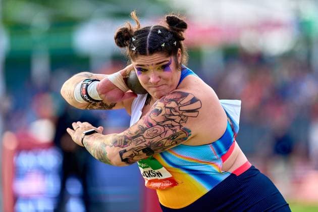 Bilder des Jahres 2025, Sport 06 Juni Sport Themen der Woche KW24 2025-06-09 - FBK Games HENGELO , NETHERLANDS - JUNE 9: Chase Jackson (USA) competing in the Shotput during the FBK Games on June 9, 2025 in Hengelo , Netherlands Hengelo FBK Satdion Netherlands Content not available for redistribution in The Netherlands directly or indirectly through any third parties. Copyright: xRobxPauelx