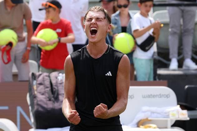 BAU Stuttgart Tennis , BOSS Open, Justin Engel GER celebrates his victory