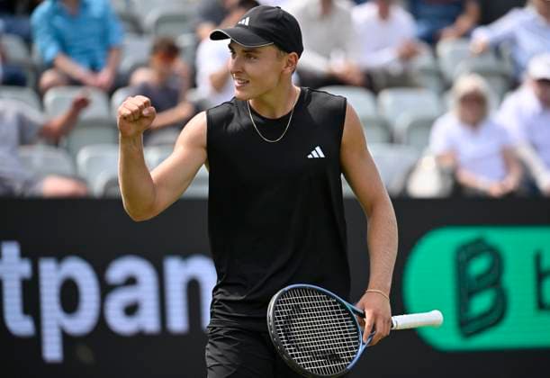 Justin Engel GER jubilation, joy, emotion, emotional, jubilant, lucky, happy, tennis men BOSS Open ATP 250 Stuttgart 2025 Weissenhof BOSS Open ATP 250 Stuttgart 2025