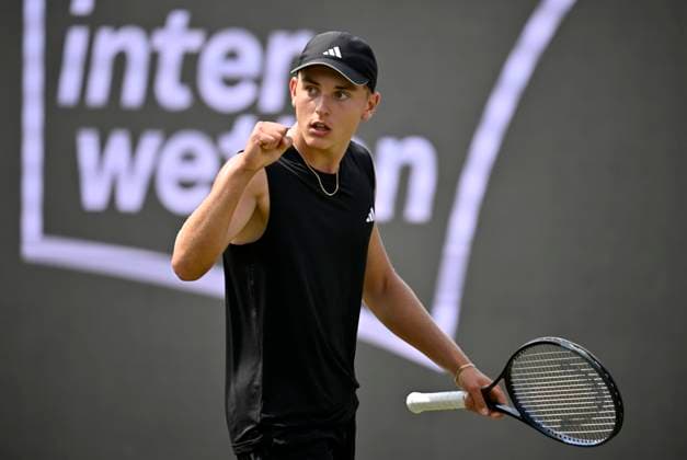 Justin Engel GER Jubel, Freude, Emotion, emotional, jubelt, Glueck, gluecklich, Tennis Herren BOSS Open ATP, Tennis Herren 250 Stuttgart 2025 Weissenhof BOSS Open ATP 250 Stuttgart 2025