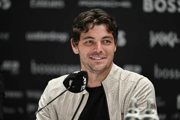 Taylor Fritz USA in the press conference 10 06 2025 Tennis BOSS OPEN ATP 250, TC Weissenhof, Stuttgart, Copyright: xpepphotox xHorstxMauelshagenx pep00321, pep_20250610_hm_58569