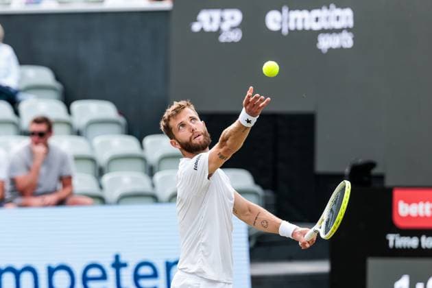 BOSS OPEN ATP250 10 06 2025 Corentin Moutet FRA in match against Fabio Fognini ITA BOSS OPEN ATP250 Stuttgart, Tennisclub Weissenhof on 10 06 2025 Copyright: xBEAUTIFULxSPORTS Wunderlx