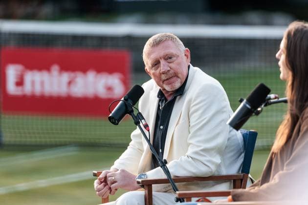 BOSS OPEN ATP250 10 06 2025 Boris Becker during the live recording of the Boris Becker Andrea Petrovic Podcast BOSS OPEN ATP250 Stuttgart, Tennisclub Weissenhof on 10 06 2025 Copyright: xBEAUTIFULxSPORTS Wunderlx