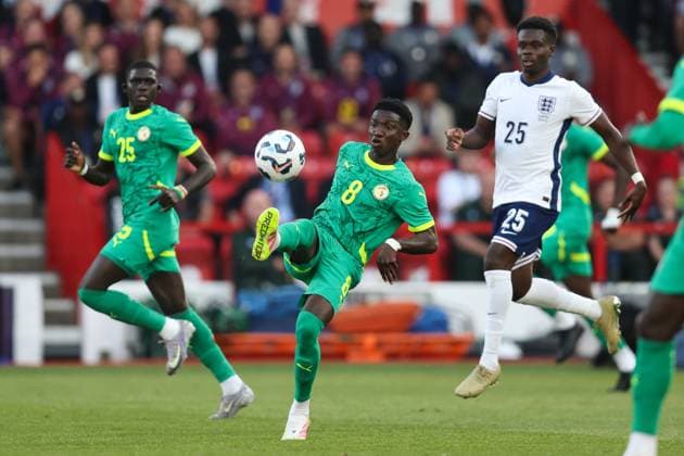 England gegen Senegal 10. Juni 2025, Nottingham Internationales Fußballfreundschaftsspiel England gegen Senegal Lamine Camara aus Senegal Foto Charlotte Wilson Abseits Nottingham UK  Copyright: xCharlottexWilsonx xOffsidexOffside