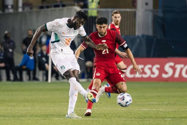 Toronto, Ontario, Canada, Jun 10th 2025 Ibrahim SangarÃ (18 Ivory Coast) in action during the Canadian Shield International Friendly, Länderspiel, Nationalmannschaft game between Canada and Ivory Coast at BMO Field in Toronto, Canada (EDITORIAL USAGE ONLY). (Curtis Wong SPP) Copyright: xCurtisxWongx xSPPx spp-en-CuWoSp-2025-06-10 Canada v Ivory Coast-40